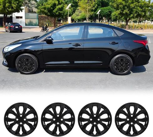 CPW 15 بوصة 4 قطع Hubcaps متوافقة مع Hyundai Accent Sedan 2018-2022، 2018-2023 Kia Rio Sedan/Rio5، و2014-2025 Mitsubishi Mirage، تركيب بمسمار، مادة PP 1 مجموعة من 4 (فضية طلاء) in Kuwait