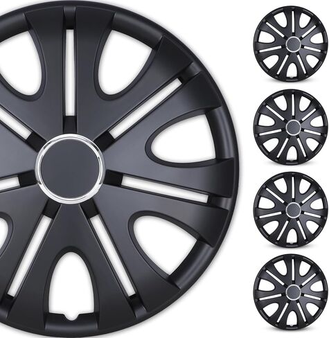 أغطية حافة العجلة مقاس 15 بوصة من WOLFSTORM، أغطية محاور عالمية، محاور مثبتة على سيارة شاحنة SUV ABS ملحقات خارجية من البلاستيك - مجموعة من 4 (فضي) in Kuwait