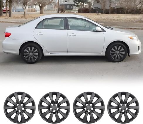 16" Hubcaps Wheel Rim Cover Fit for 2009-2026 Toyota Corolla / 2023-2026 Corolla Hybrid LE / 2009-2014 Toyota Matrix, R16 Hub Caps Set of 4, ABS & PP Material, Matte Black in Saudi Arabia