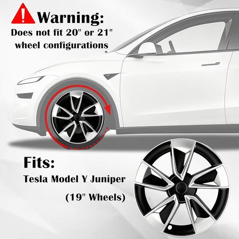 4Pcs Wheel Protection Covers for 2025-2026 Tesla Juniper Model Y Snap-On Rim Guard Hubcaps with Full Coverage Design, Enhanced Aerodynamics Scratch Resistance (Black Silver, 19 inch 2025-2026 Model Y) in Saudi Arabia