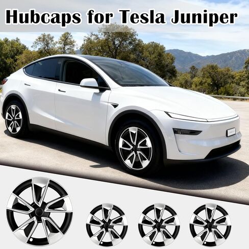 4Pcs Wheel Protection Covers for 2025-2026 Tesla Juniper Model Y Snap-On Rim Guard Hubcaps with Full Coverage Design, Enhanced Aerodynamics Scratch Resistance (Black Silver, 19 inch 2025-2026 Model Y) in Saudi Arabia