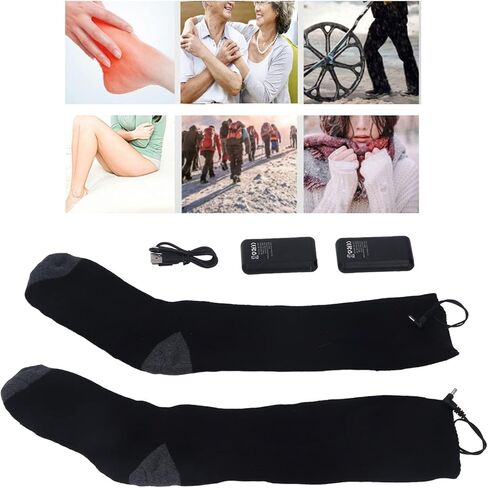 Acouto USB Rechargeable Heated Socks with 3 Heating Levels - Comfortable BatteryPowered Electric Warmer Socks for Outdoor Use in Saudi Arabia