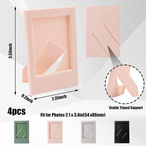 4 Pcs 2x3 Picture Frame, Mini Photo Frames for Desk Display with Stand, Small Wallet Size Picture Frame Compatible with Polaroid Fujifilm Instax Mini Photos (4 Colors) in Saudi Arabia