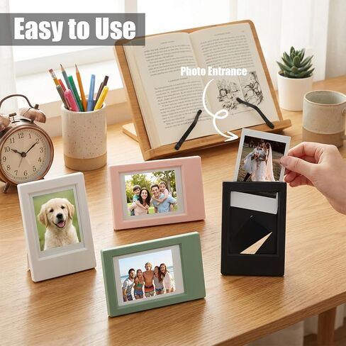 4 Pcs 2x3 Picture Frame, Mini Photo Frames for Desk Display with Stand, Small Wallet Size Picture Frame Compatible with Polaroid Fujifilm Instax Mini Photos (4 Colors) in Saudi Arabia