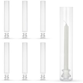 Garvee 6-Pack Glass Hurricane Candle Holders, 12" Tall Clear Candleholder Chimney Tube, 2.2" Taper Candlestick Holder with Cylinder Sleeves for Wedding Christmas Birthday Decor in Saudi Arabia