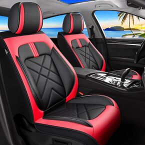 أغطية مقاعد ES300 مناسبة خصيصًا لسيارة Lexus ES300h 1999-2025 2026 تغطية كاملة من الجلد المقاوم للماء وغطاء مقعد قابل للتنفس مجموعة كاملة، واقيات مقاعد السيارات، وسادة هوائية متوافقة (5 مقاعد، أسود وأحمر) in Kuwait