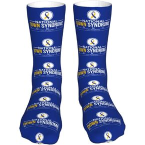 Down Syndrome Awareness Month Yellow Blue Ribbon Socks,Sport Crew Socks,Funny Socks for Cosplay,Parade,Hiking 16 inch in Kuwait