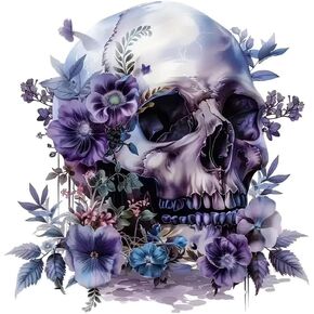 2 PCS Purple Flower Skull Vinyl Decals - Waterproof Removable Stickers for Car, Truck, Bumper,Laptop, Motorcycle - Floral Decorative Sticker (A-215) in Kuwait