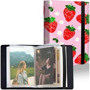 ألبوم صور صغير مقاس 5 × 7 بوصة، ألبومات صور بغطاء من جلد البولي يوريثان مع جيوب داخلية شفافة، تصميم شريط مطاطي للحيوانات الأليفة في الذكرى السنوية العائلية لحفلات الزفاف، فراولة وردية in Kuwait