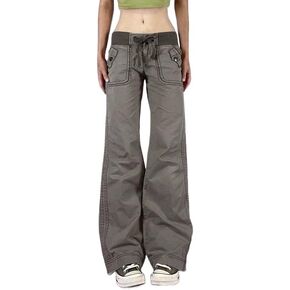 النساء Y2K السراويل مقلمة منخفضة الارتفاع خمر مضيئة السراويل الشارع الشهير سليم صالح Bootcut السراويل غير رسمية in Kuwait