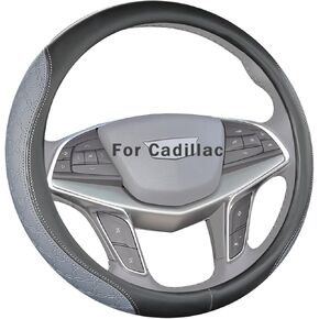 مناسب حسب الطلب لغطاء عجلة قيادة كاديلاك، أغطية عجلة قيادة سيارة جلدية مزدوجة الجوانب، مسامية مضادة للانزلاق، لملحقات كاديلاك (K-أسود) in Kuwait