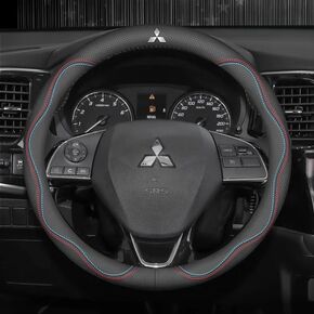 Car Steering Wheel Cover for Mitsubishi Eclipse Cross 2018-2021,Microfiber Leather Automotive Steering Wheel Protector Anti-Slip Breathable with Logo Emblem Car Interior Accessories in Saudi Arabia