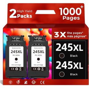 خرطوشة حبر سوداء متوافقة 245XL بديلة لـ Canon PG-245 XL PG245 (عبوة من قطعتين) لـ Canon MX490 MX492 MG2522 TR4520 TR4500 TS202 TS3322 TS3122 iP2820 MG2520 MG2922 MG2520 TR4522 TS3300 PG245 in Kuwait