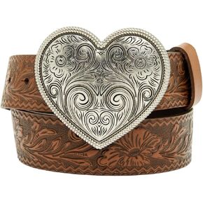 Shyanne Women's Valentina Embossed Heart Buckle Belt - SASU25BT8-BN in Kuwait