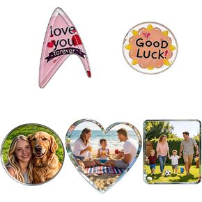 6PCS DIY Custom Pins & Photo Magnets Kit, Acrylic Clear Badge Brooch Set for Fridge/Refrigerator, Decorative Picture Magnets & Brooches for Locker, Backpack, Hat, Clothes, Birthday Memorial Gifts in Saudi Arabia