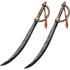 2pcs Pirate Sword Toys,26.7" Pirate Costume Set,Plastic Toy Sword for Party Dress-Up,Halloween Costume Accessorie Brown in Kuwait