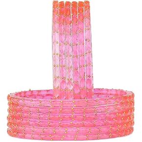 Shemass™ Raindrop Glass Bangles Set For Women & Girls | Trendy Transparent Crystal Glass Bangles Collection in Saudi Arabia