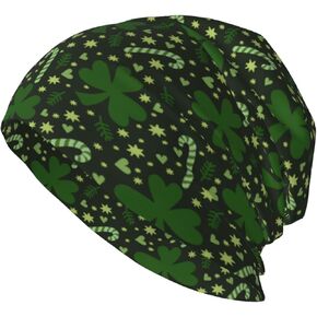 St. Patrick's Day Green Beanie Hat for Women Men, Green Shamrocks Knitted Cap Stretchy Beanies Skull Cap in Kuwait