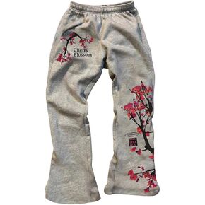 Women's Floral Graphic Casual Pants Wide Leg Trousers Mid Rise Baggy Pants in Kuwait