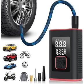 منفاخ الإطارات، ضاغط هواء محمول، مضخة هواء صغيرة لاسلكية مع مقياس ضغط رقمي 150 رطل لكل بوصة مربعة، 3X تضخم سريع، إيقاف تلقائي، بطارية كبيرة للسيارات، الدراجات، الكرات in Kuwait