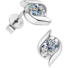 S925 Sterling Silver Diamond Stud Earrings for Women, Round Cut Diamond Earrings Studs(D-color,VVS1) in Saudi Arabia