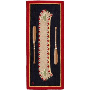 Chandler 4 Corners Artist-Designed Long Boat Red Hand-Hooked Wool Runner Rug - Lake & Lodge Themed Rug for Hallway, Living & Dining Rooms - Low Maintenance - Fishing, Boating Runner Rug in Saudi Arabia
