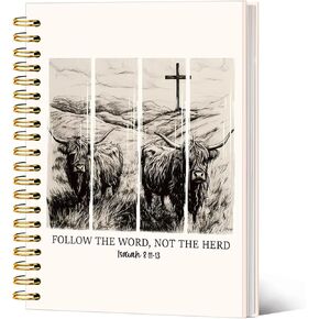 الهدايا الغربية الهدايا المسيحية للنساء مجلة دفتر الملاحظات البقرة المرتفعات، اتبع الكلمة وليس مجلة آية الكتاب المقدس القطيع، مجلة الصلاة الدينية للمرأة، دفتر يوميات الكنيسة الإيمان A5 in Kuwait