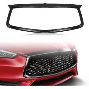 Front Bumper Grille Grill Cover Trim For Infiniti Q60 2017-2022 Coupe Glossy Black in Kuwait
