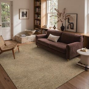 GENIMO 8X10 Neutral Area Rugs for Living Room, Hand Woven Machine Washable Non Slip Textured Soft Rug, Handmade Rustic Braided Low Pile Rugs for Farmhouse, Bedroom Office Rug in Jute Color in Kuwait