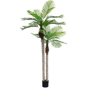 8FT Artificial Palm Tree with Realistic Bark & Leaves, UV Resistant Faux Indoor Outdoor Palm Plant for Home, Office, Yard, Patio, and Living Room Decor (96 Inches) in Saudi Arabia