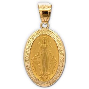 Cross+Crown Premium 14K Yellow Gold Virgin Mary Medal for Women & Men, Durable Double-Bonded 14K Yellow Gold Virgin Mary Pendant for Necklace, Women & Mens Gold Virgin Mary Medal with Premium Jewelry Box, Handcrafted Religious Jewelry in the USA in Kuwait