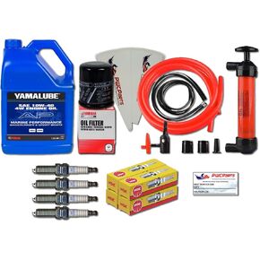 YAMAHA 1.8L HO SHO Oil Change Kit w/Filter 4W Gallon FX-HO VXR VXS FZ-SHO FZR FZS 69J-13440-03-00 NGK Spark Plugs Maintenance Kit w/Deluxe Fluid Oil Extractor Removal Pump in Kuwait