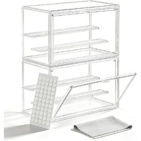 Clear Acrylic Display case for Figures, Acrylic Boxes for Display, Stackable Display Boxes for Collectibles with Magnetic Door and Removable Shelves, Figure Display for Figurines, Pop Figures, Models in Saudi Arabia
