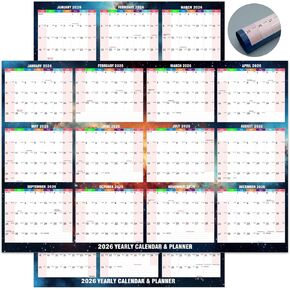 2026 Wall Calendar - 24" x 34" Dry Erase Calendar 12 Month Annual Full Yearly Wall Planner 2-Sided Horizontal/Vertical, Reversible (Starry Sky) in Kuwait