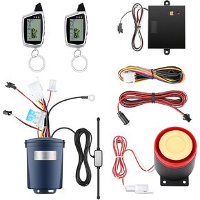 Motorcycle Alarm with 2-Way LCD Remote & Engine Cut Off - 12V DC Anti-Theft Security System, 115dB Siren, Waterproof Sensor, Remote Start for Motorcycle, Scooter, ATV in Kuwait