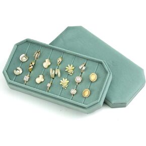 منظم صينية عرض حلقات مخملية من TAIMY - صندوق تخزين مجوهرات ناعم للخواتم، حامل مخملي أنيق لعرض المجوهرات أو العداد أو الاستخدام المنزلي (أخضر أفوكادو) in Kuwait