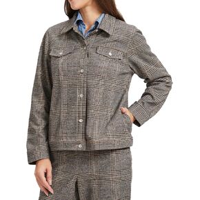 سترة نسائية منقوشة ذات طية صدر السترة - سترة مكتب بأكمام طويلة وأزرار لأعلى لملابس العمل المهنية in Kuwait