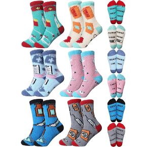 12 Pairs Nurses' Week Appreciation Gifts Fuzzy Nurse Socks Bulk Funny Nurse Gifts Nursing Graduation Party Favors in Kuwait