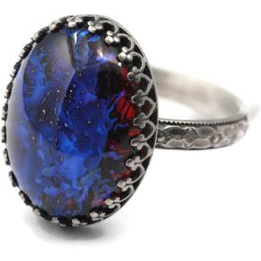 Czech Glass Ring Symmetrical Flower Vintage Silver in Kuwait