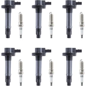 UF553 6 ignition coils with 6 iridium Spark Plugs for ford for Lincoln Edge Flex F150 Explorer Fusion Taurus MKS MKX MKZ CX-9 3.5L 3.7L V6 2007-2017 DG-520 UF553 UF-553 in Kuwait