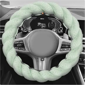 Fluffy Car Steering Wheel Cover, 15 Inch Anti-Slip Twisted Fuzzy Auto Wheel Protective Cover, Comfortable Soft Plush Steering Wheel Protector Interior Decor for Most Vehicles (Green) in Kuwait