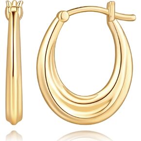 14K Gold Hoop Earrings for Women 14K Gold Earrings for Women Gold Hoop Earring for Womens Hoops Graceful Curved Silhouette Hoops Earring for Womens 21mm in Kuwait