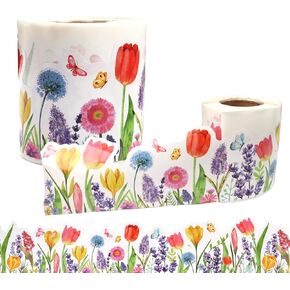 67feet Bulletin Board Border Spring–Tulip & Lavender Flower Trim for Classroom, Chalkboards,Walls,and DIY Crafts Decorations in Kuwait