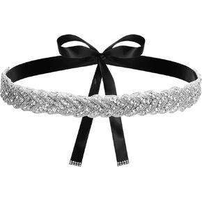 1Pcs Bridal Rhinestone Belt for Women Adjustable Wedding Dress Waist Satin Belt with Silver Bling Crystal for Bride Bridesmaid Prom Party in Kuwait