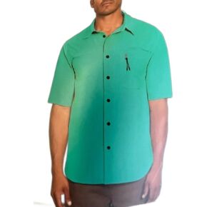 G.H. Bass & Co. Men's Excursion Performance Woven Short Sleeve Shirt (US, Alpha, XX-Large, Regular, Regular, Light Blue Green) in Kuwait