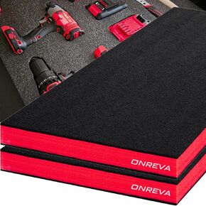 ONREVA Tool Box Foam 28x20x2 inch 2Pack, Foam Inserts for Cases, Polyethylene Storage Sheets for Toolbox Hard Case, Tool Shadow Insert, Kaizen Organizer Sheet, Black with Red in Kuwait