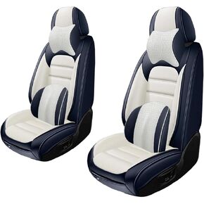 2 Seat Covers for Hyundai Sonata/Elantra/Ioniq/Santa Fe/Tucson Leather Car Seat Covers Waterproof Car Seat Protectors Comfort Auto Seat Covers with Airbag（Standard,Classic Black） in Kuwait