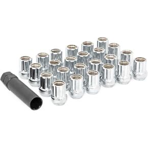 Rough Country 32-Piece Lug Nut Set - M14X1.5 Thread, Chrome Bulge Acorn Style, Open-End Lug Nuts with Socket Key, Corrosion-Resistant for Aftermarket Wheels in Kuwait