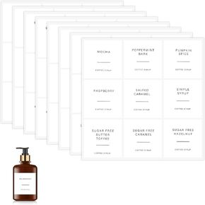 72 قطعة من ملصقات شراب القهوة، ملصقات قهوة بنكهة مطبوعة مسبقًا مع مادة لاصقة، ملصق قهوة احترافي لبار القهوة، منظمة المطبخ المنزلي in Kuwait