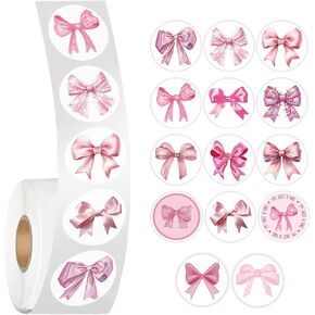 500Pcs Pink Bow Stickers Roll Cute Coquette Bow Sticker Roll Ribbon Bowknot Label Stickers Aesthetic Round Labels Sticker Bows Decals for Scrapbook Birthday Wrapping Envelope Seal Craft Supplies in Kuwait